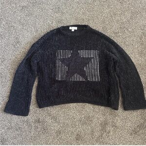 Black Knit Sweater with Star Design